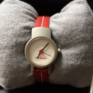 Fastrack red watch with white dial